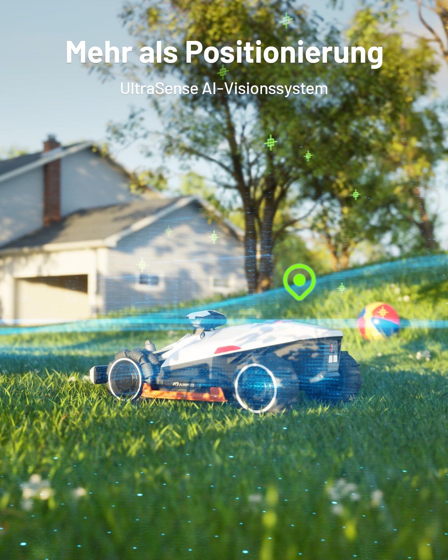 MAMMOTION LUBA 2 AWD 3000X Mähroboter ohne Begrenzungskabel, NetRTK+Vision, Keine RTK-Antenne erforderlich, Auto-Kartierung, Empf. 3000m²
