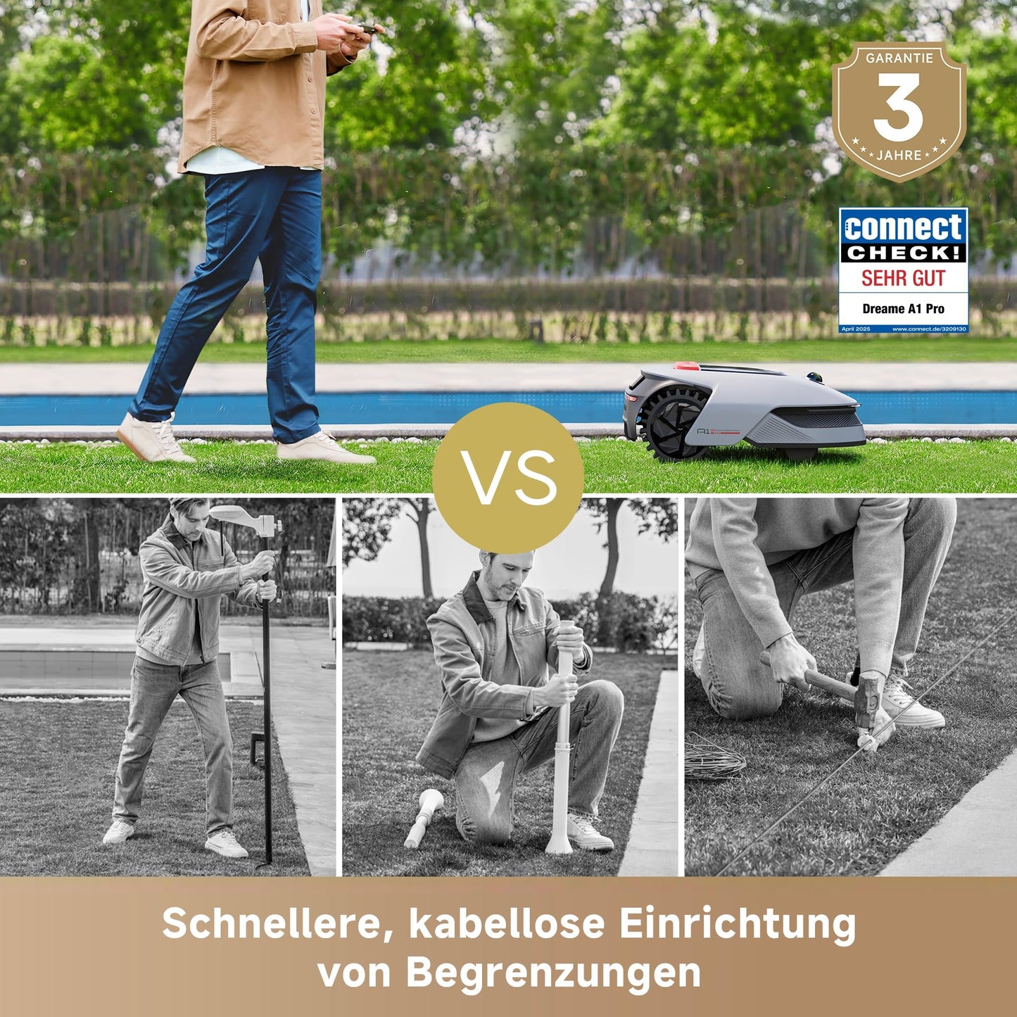 dreame Intelligenter Mähroboter A1 Pro ohne Begrenzungskabel, 3D-LiDAR, Drahtloser Umfang, 2000m², App-Steuerung, OmniSense Technologie