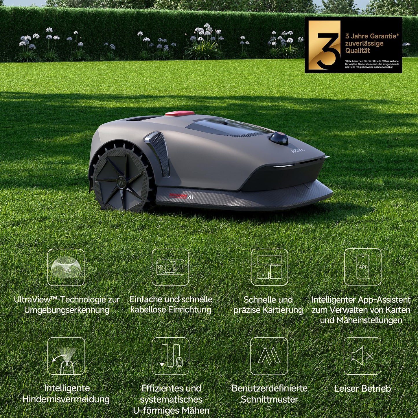 MOVA 600 Kit+Garage Combo, Rasenmäher Roboter mit 81x Ersatzmesser,3D-LiDAR Mähroboter ohne Begrenzungskabel, Genaue Kartierung 800 m²