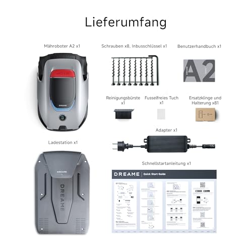 DREAME Mähroboter A2 ohne Begrenzungskabel, 3D-LiDAR + KI-Kamera, Auto-Begrenzungseinrichtung,3000 m²,Dual-Fusion-Kartierung