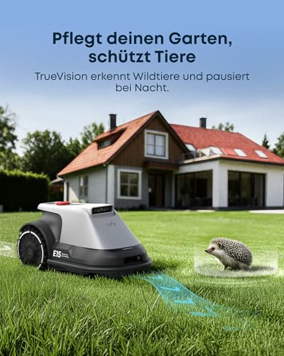 eufy E15 Mähroboter ohne Begrenzungskabel, Keine Signalausfälle, Kein RTK, TrueVision Technologie, Smart-Navigation, Garten bis 800m²
