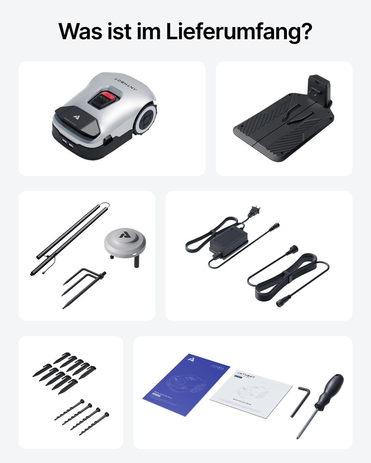 ANTHBOT Genie 600 Mähroboter ohne Begrenzungskabel, Empf. 650 m², Max. 850 m², Rasenmäher Roboter mit RTK+4-Kamera Vision, Präzise Navigation