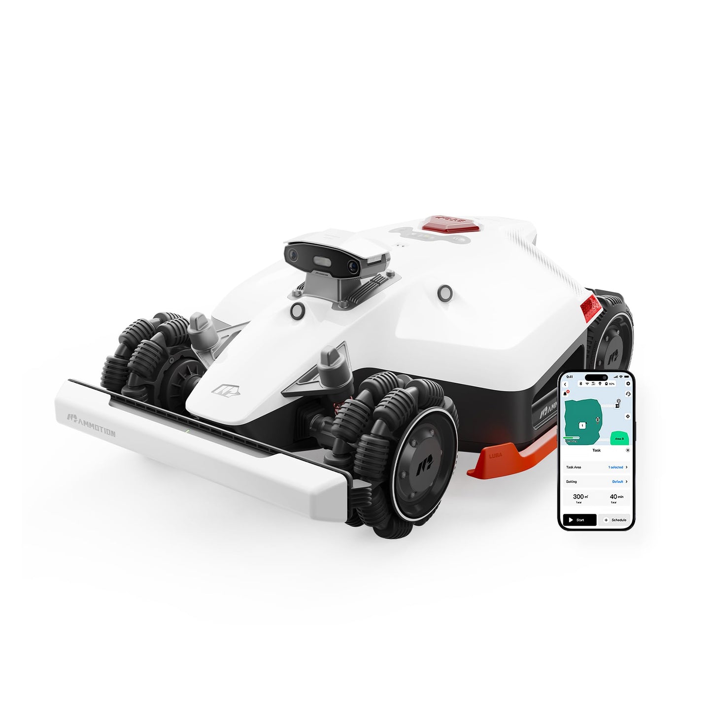 MAMMOTION LUBA 2 AWD 3000X Mähroboter ohne Begrenzungskabel, NetRTK+Vision, Keine RTK-Antenne erforderlich, Auto-Kartierung, Empf. 3000m²
