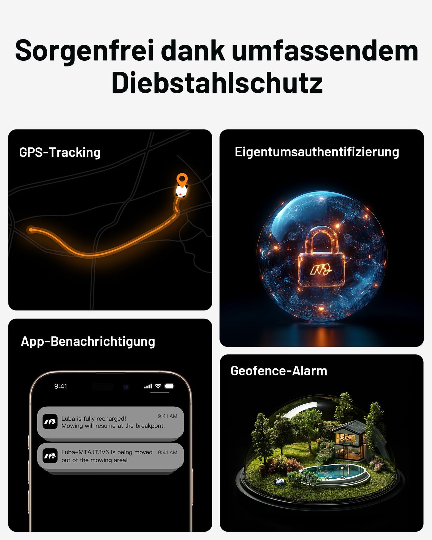 MAMMOTION LUBA 2 AWD 5000X Mähroboter ohne Begrenzungskabel, NetRTK+Vision, Keine RTK-Antenne erforderlich, Auto-Kartierung, Empf. 5000m²