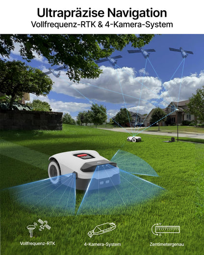 ANTHBOT Genie 3000 Mähroboter ohne Begrenzungskabel, Empf. 3050 m², Max. 3550 m², Rasenmäher Roboter mit RTK+4-Kamera Vision