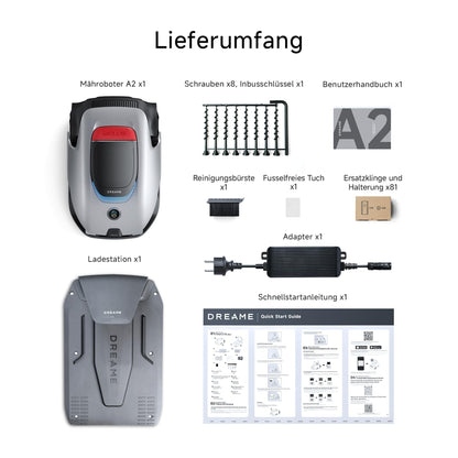 DREAME Mähroboter A2 ohne Begrenzungskabel, 3D-LiDAR + KI-Kamera, Auto-Begrenzungseinrichtung,3000 m²,Dual-Fusion-Kartierung