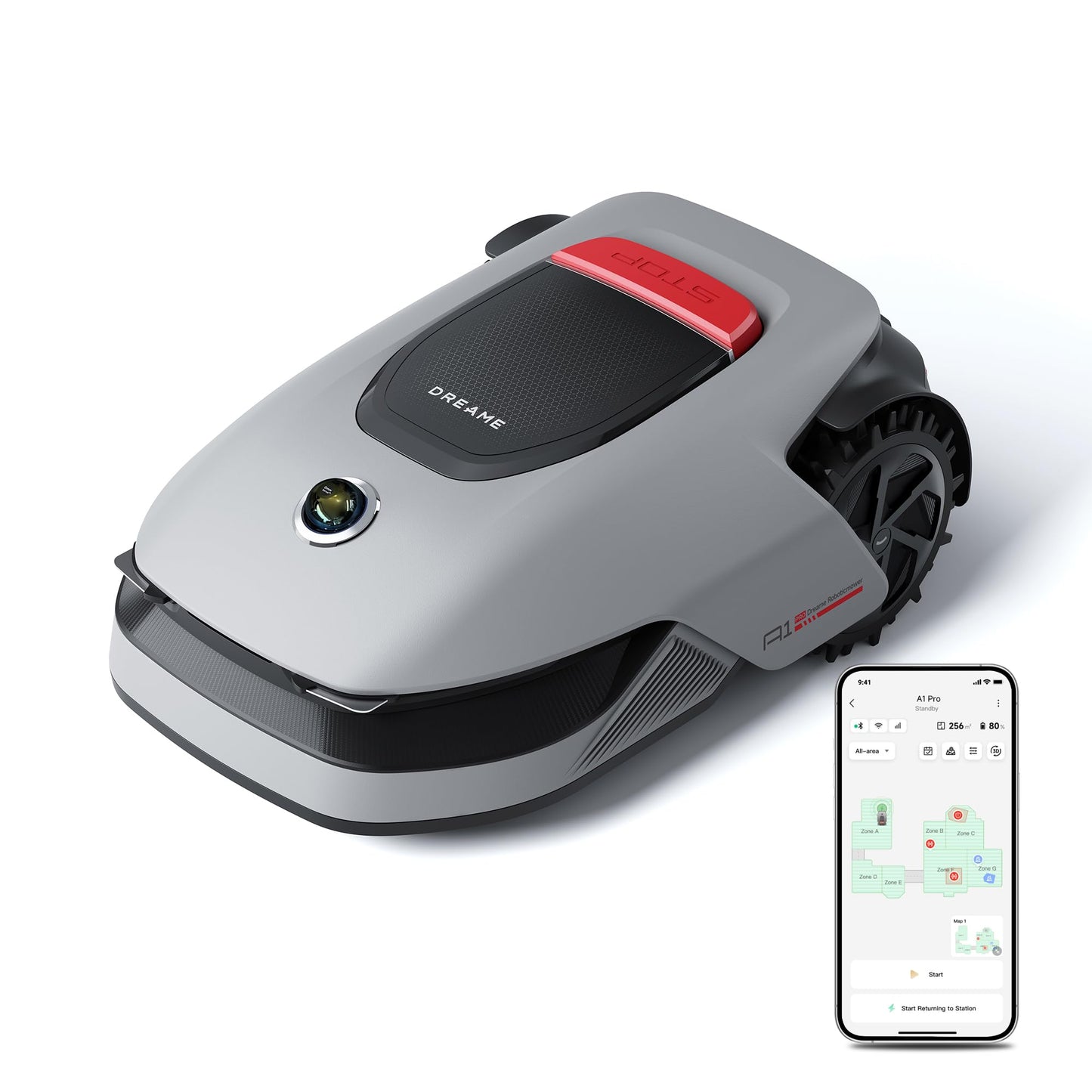 dreame Intelligenter Mähroboter A1 Pro ohne Begrenzungskabel, 3D-LiDAR, Drahtloser Umfang, 2000m², App-Steuerung, OmniSense Technologie