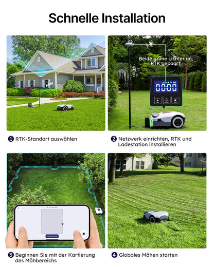 ANTHBOT Genie 3000 Mähroboter ohne Begrenzungskabel, Empf. 3050 m², Max. 3550 m², Rasenmäher Roboter mit RTK+4-Kamera Vision