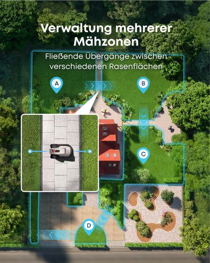 eufy E15 Mähroboter ohne Begrenzungskabel, Keine Signalausfälle, Kein RTK, TrueVision Technologie, Smart-Navigation, Garten bis 800m²