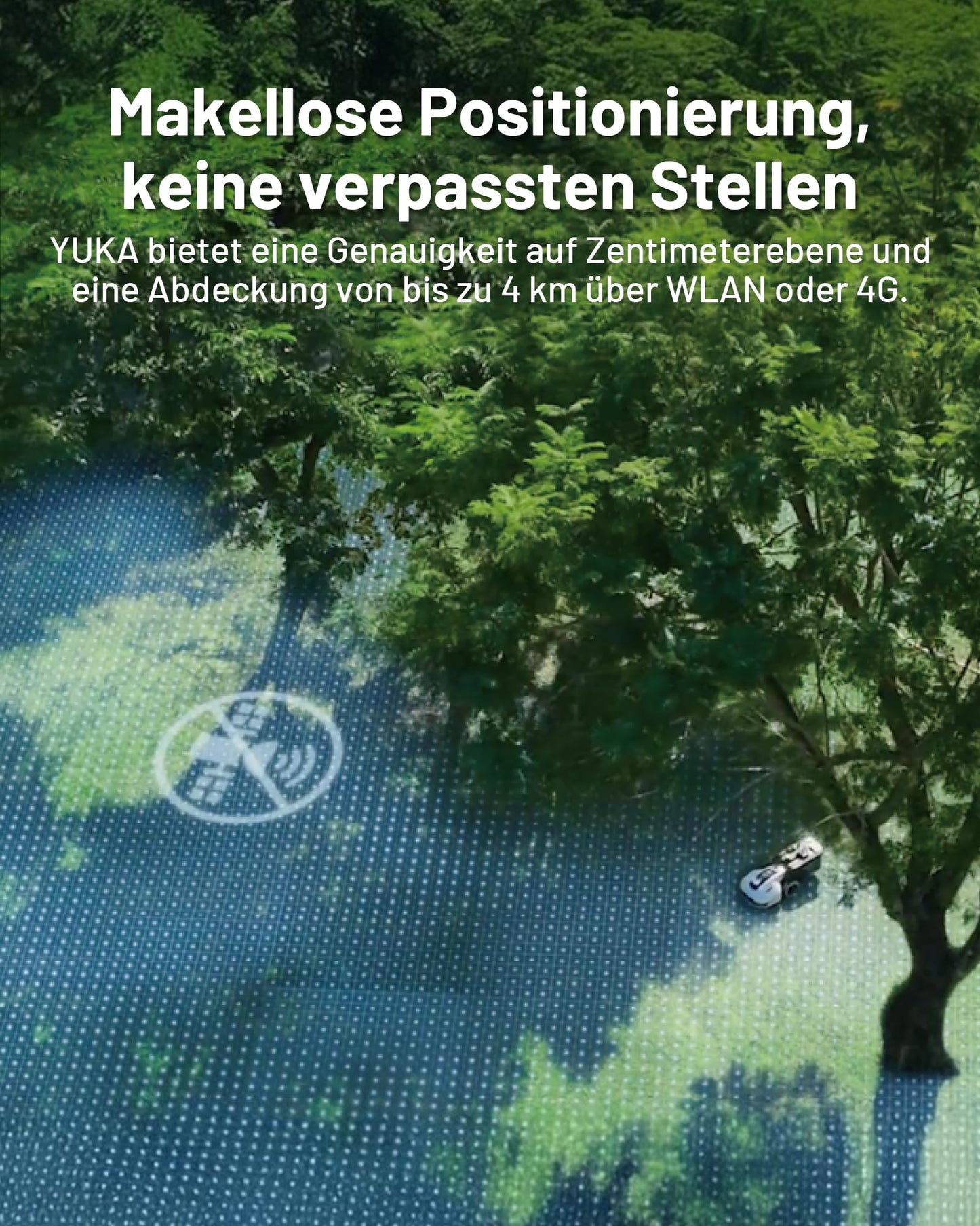 MAMMOTION YUKA 3000 Mähroboter ohne Begrenzungskabel, NetRTK+Vision, Keine RTK-Antenne erforderlich, Rasenmähroboter, Auto-Kartierung, Max. 3600m