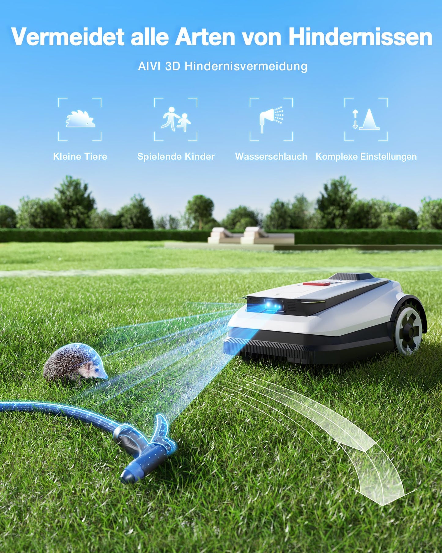 ECOVACS Goat A1600 RTK Mähroboter ohne Begrenzungskabel, 1600m², 330 mm Schnittbreite, LiDAR-unterstützte RTK+Vision Navigation