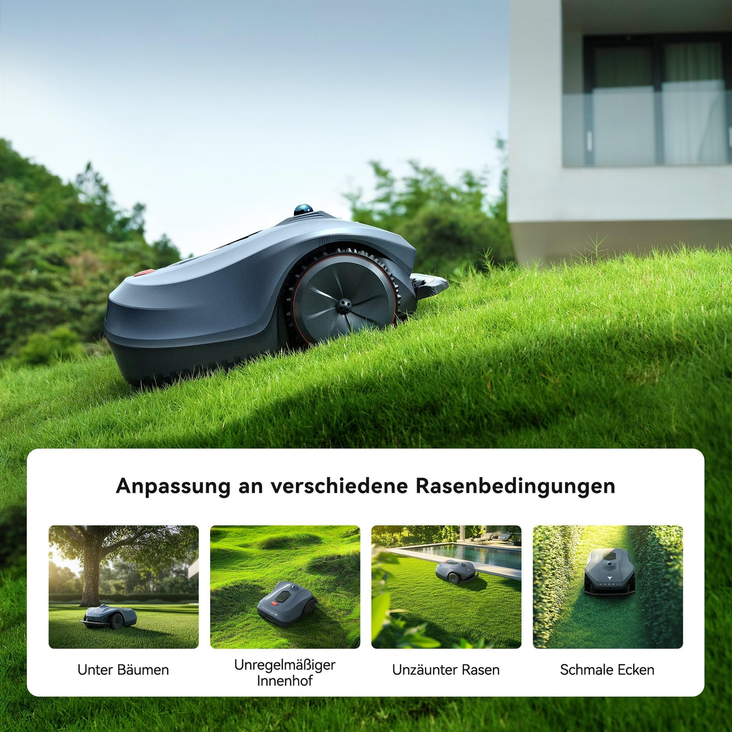 HOOKII Neomow X SE Mähroboter ohne Begrenzungskabel, bis 3000㎡, 3D LiDAR SLAM+Vision Fusion Kartierung, Keine RTK-Station Erforderlich, mit 4G Modul und GPS