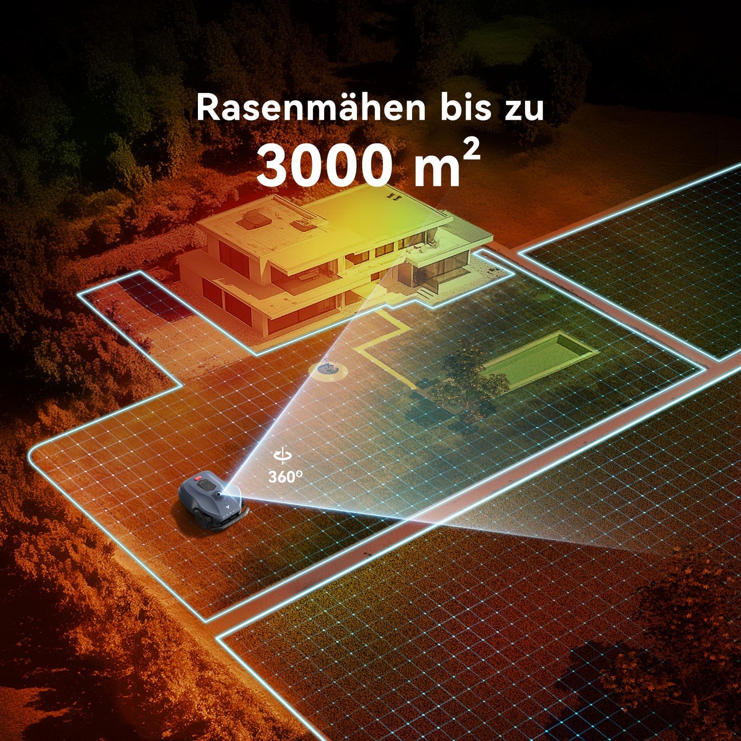 HOOKII Neomow X SE Mähroboter ohne Begrenzungskabel, bis 3000㎡, 3D LiDAR SLAM+Vision Fusion Kartierung, Keine RTK-Station Erforderlich, mit 4G Modul und GPS