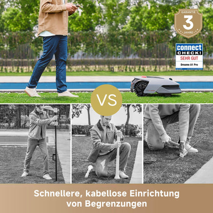 dreame Intelligenter Mähroboter A1 Pro ohne Begrenzungskabel, 3D-LiDAR, Drahtloser Umfang, 2000m², App-Steuerung, OmniSense Technologie